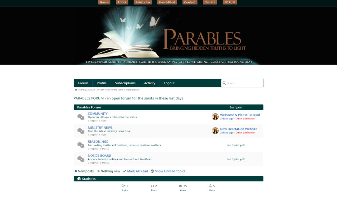 New Parables Forum – An Alternative To Social Media
